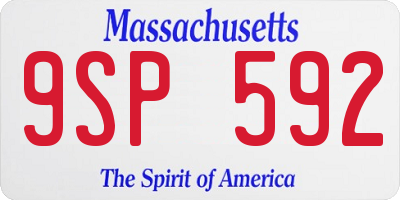 MA license plate 9SP592
