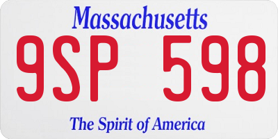 MA license plate 9SP598
