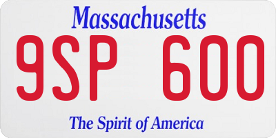 MA license plate 9SP600