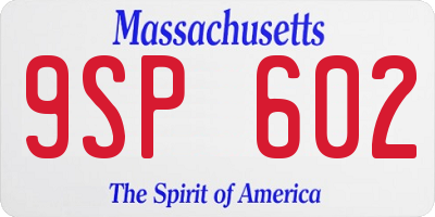 MA license plate 9SP602