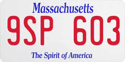 MA license plate 9SP603