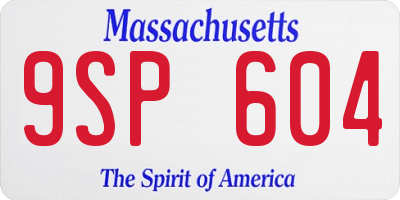 MA license plate 9SP604