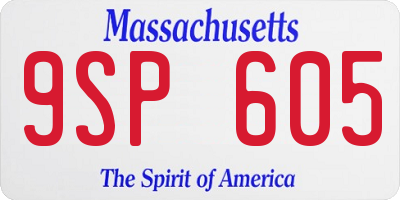 MA license plate 9SP605