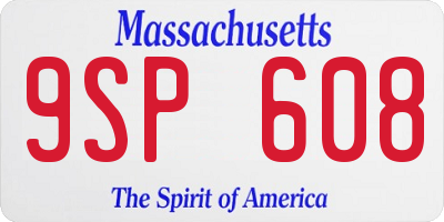 MA license plate 9SP608