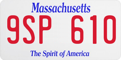MA license plate 9SP610