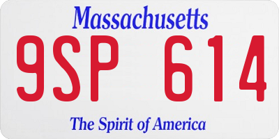 MA license plate 9SP614
