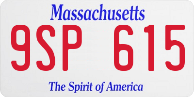 MA license plate 9SP615