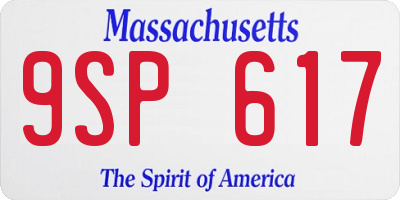 MA license plate 9SP617
