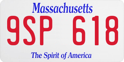 MA license plate 9SP618