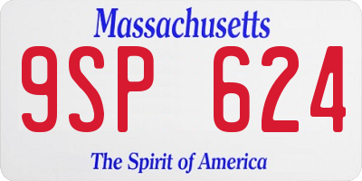 MA license plate 9SP624