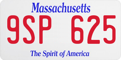 MA license plate 9SP625