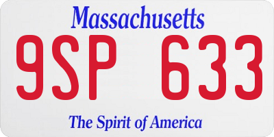 MA license plate 9SP633