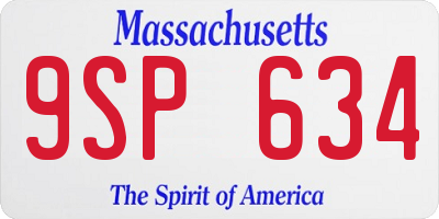 MA license plate 9SP634