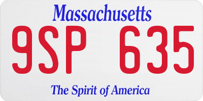 MA license plate 9SP635