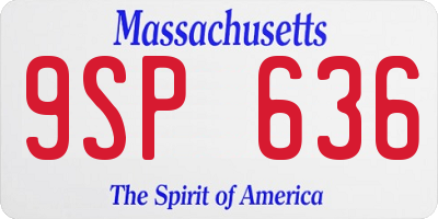 MA license plate 9SP636