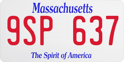 MA license plate 9SP637
