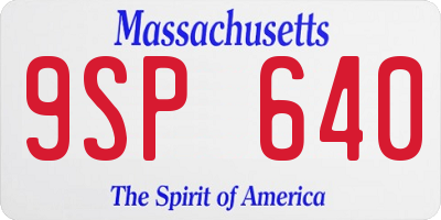 MA license plate 9SP640