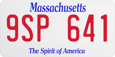 MA license plate 9SP641