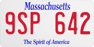 MA license plate 9SP642