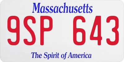 MA license plate 9SP643