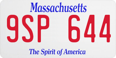 MA license plate 9SP644