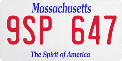 MA license plate 9SP647