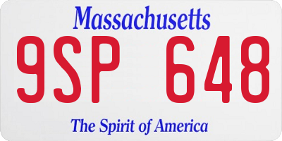 MA license plate 9SP648