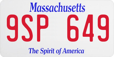MA license plate 9SP649