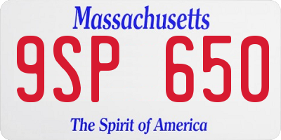 MA license plate 9SP650