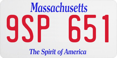 MA license plate 9SP651
