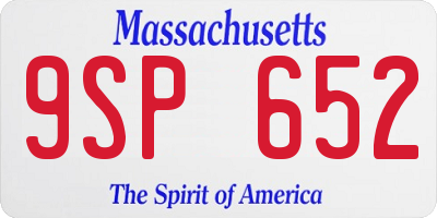 MA license plate 9SP652