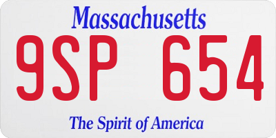 MA license plate 9SP654