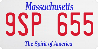 MA license plate 9SP655