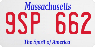 MA license plate 9SP662