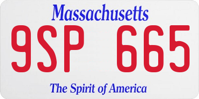 MA license plate 9SP665