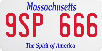 MA license plate 9SP666