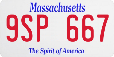MA license plate 9SP667