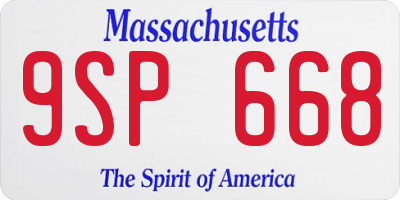 MA license plate 9SP668