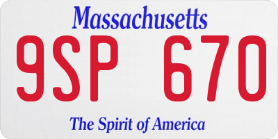 MA license plate 9SP670