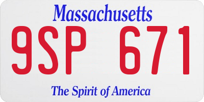 MA license plate 9SP671