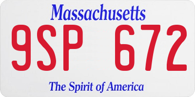 MA license plate 9SP672