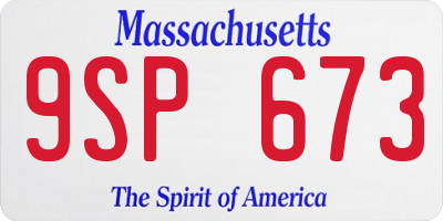 MA license plate 9SP673