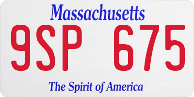 MA license plate 9SP675