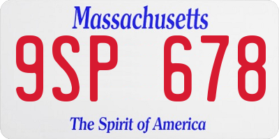 MA license plate 9SP678