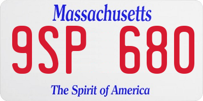 MA license plate 9SP680