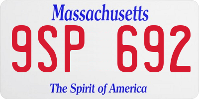 MA license plate 9SP692
