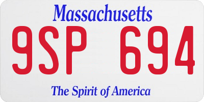 MA license plate 9SP694