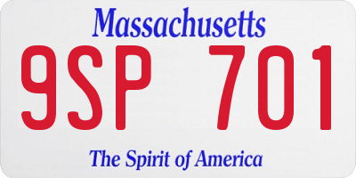 MA license plate 9SP701