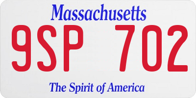 MA license plate 9SP702