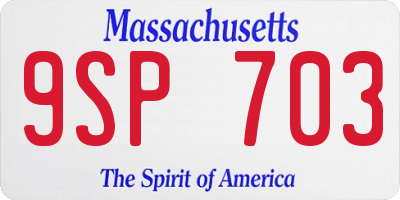 MA license plate 9SP703